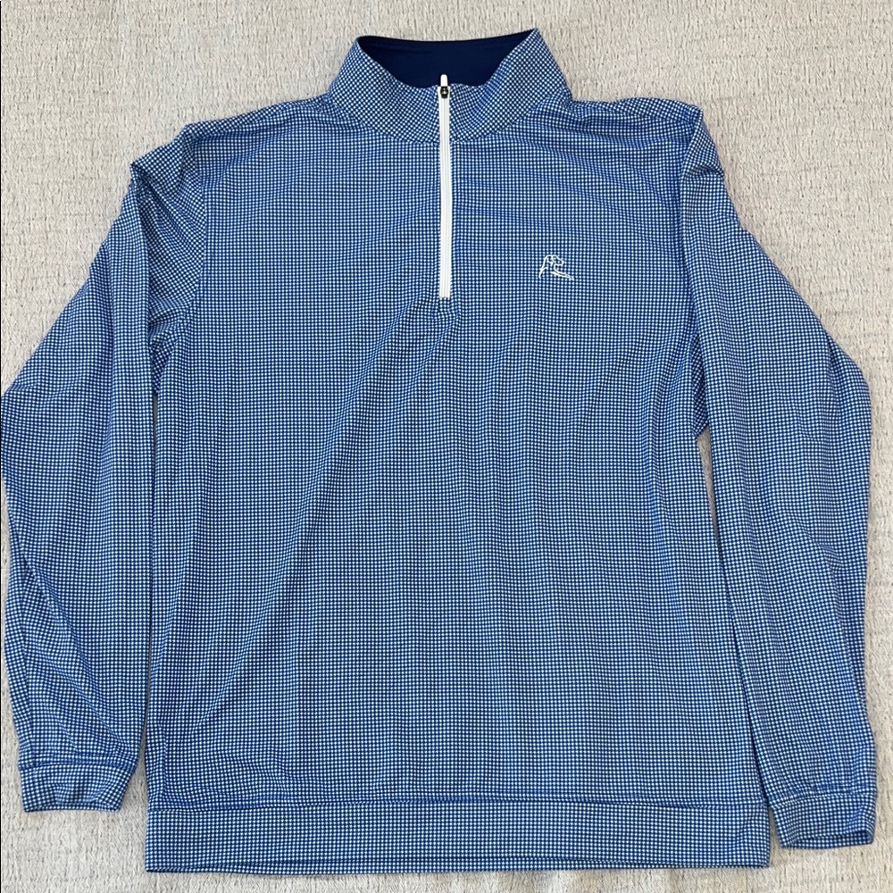 Rhoback Blue and White Quarter-Zip Pullover